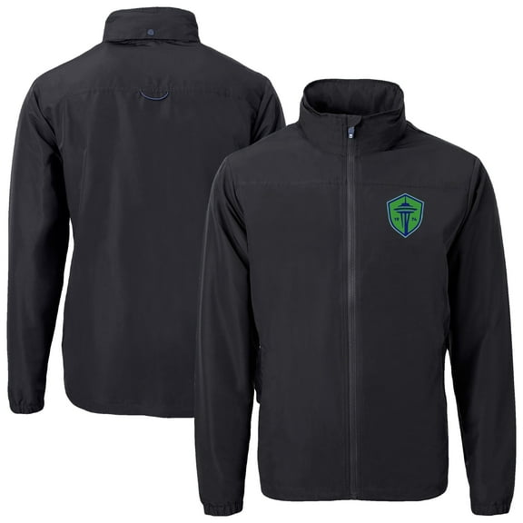 Men's-Cutter & Buck  Black Seattle Sounders FC Charter Eco Recycled Full-Zip Jacket