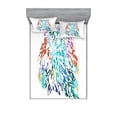 thumbnail image 1 of Ambesonne Colorful Fitted Sheet & Pillow Sham Set, Feathers Eyes Vision, Full, Multicolor, 1 of 3