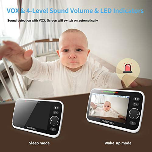 Video Baby Monitor with Camera and Audio Temperature Display Feeding Alarm and VOX Mode Infrared Night Vision HelloBaby Monitor Two-Way Talk 