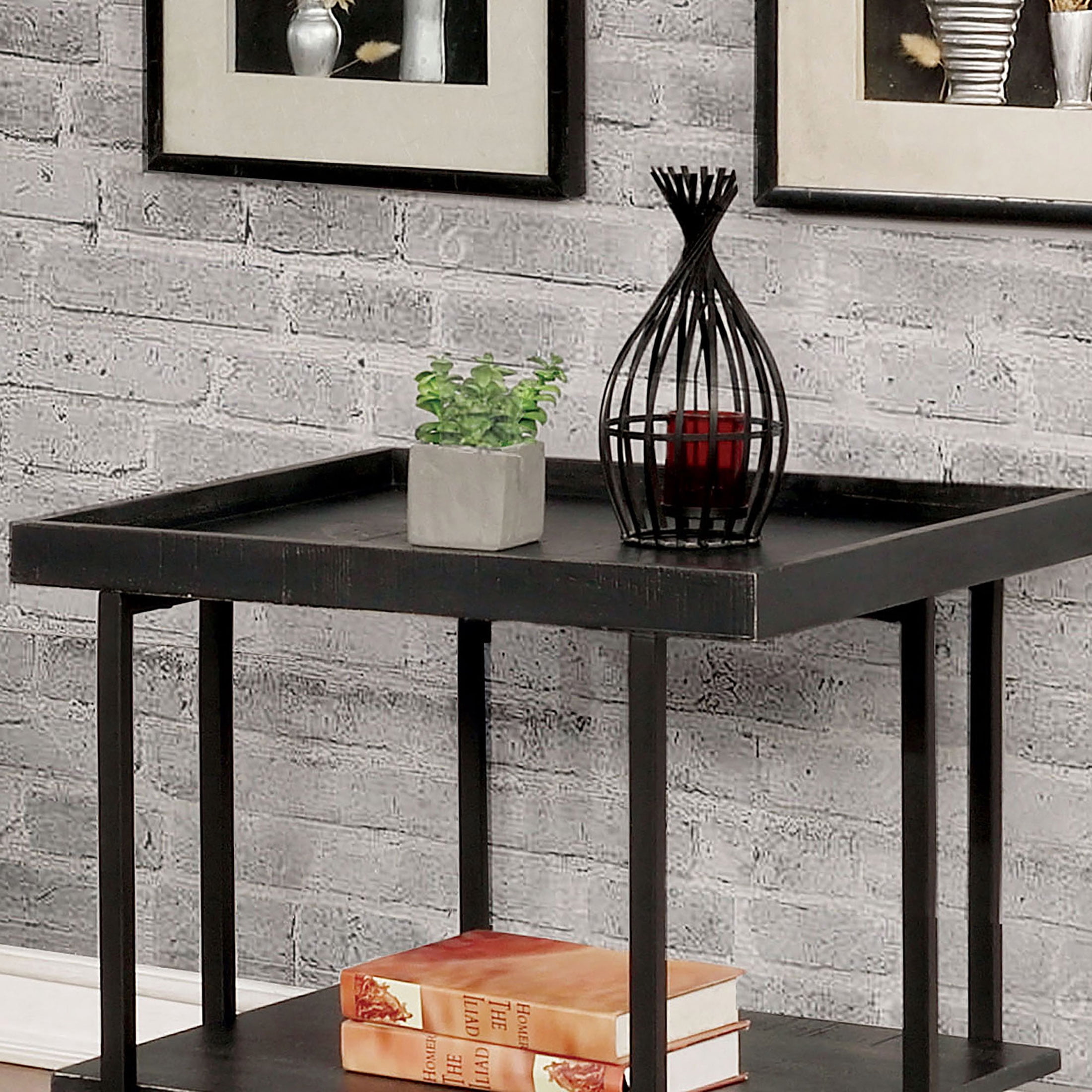 Furniture of America Jure 1-Shelf End Table, Black
