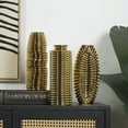 thumbnail image 2 of DecMode 4"W, 11"H Dimensional Ribbed Gold Ceramic Vase with Varying Shapes, Set of 3, 2 of 11