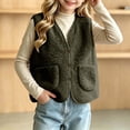thumbnail image 2 of LIaqionyy Girls Fleece Vest V Neck Sleeveless Outerwear Kids Casual Lightweight Button down Sherpa Waistcoat with Pocket, 2 of 8
