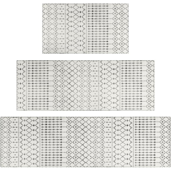 Boho Kitchen Rugs Set of 3,Moroccan Modern Farmhouse Kitchen Mats for Floor,Geometric Pattern Non-Slip Washable Sink Mats Home Decor Doormat Runner Rug