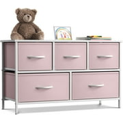 Sorbus Dresser with 5 Drawers - Furniture Storage Chest for Kids, Teens, Bedroom - Pink