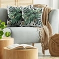 thumbnail image 5 of Ambesonne Monstera Throw Pillow Cover 2 Pack, Boho Abstract Nature Art, 18", Emerald Dark Grey Dimgray, 5 of 7