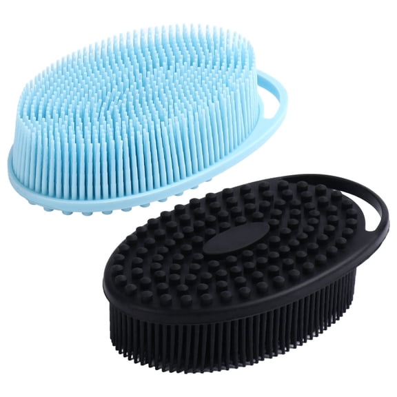Okaka 2 Pack Silicone Loofah Bath Brush, Silicone Body Scrubber Dual-Sided Exfoliating Shower Brush for Men Women