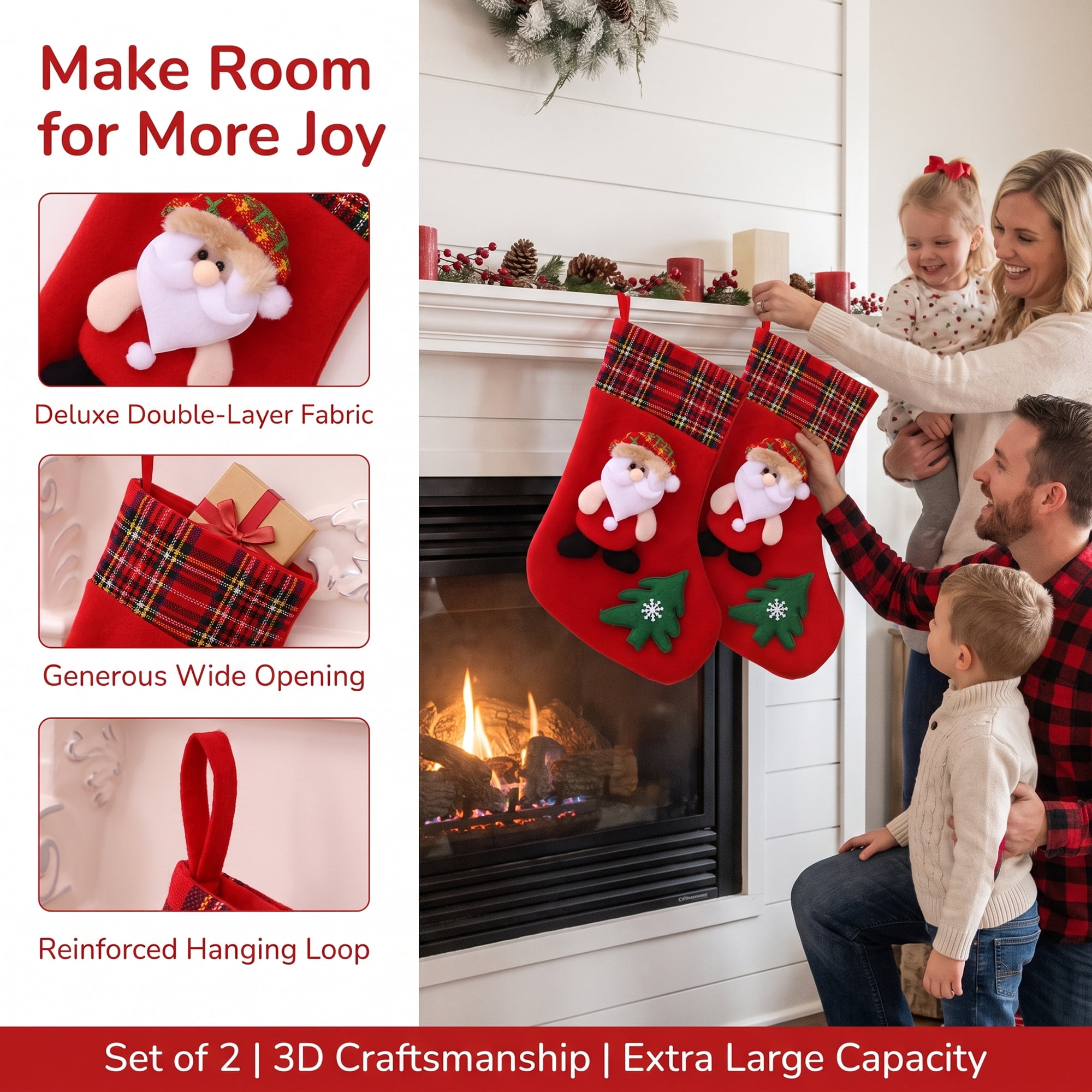 Unique Bargains Playful Cartoon Christmas Stockings Sideboard Rail Accents Red Old Man 12"