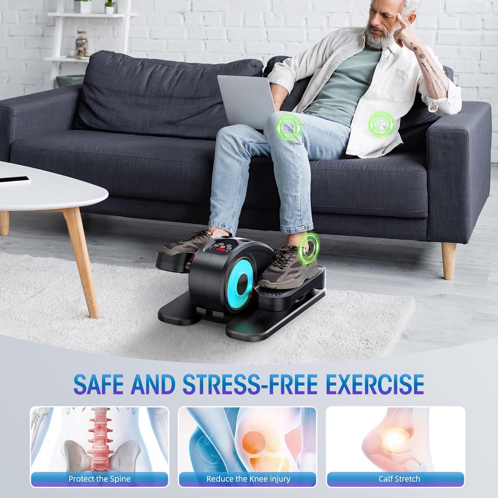 PROHIKER Under Desk Elliptical Machine, Electric Seated Pedal Exerciser Ellipse Leg Exerciser with Remote Control and LCD Display, Leg Exerciser While Sitting for Seniors