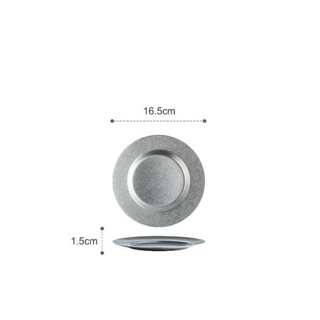 

Homeex Retro Stainless Steel Old Plate Japanese Style Dish 6.5inch plate