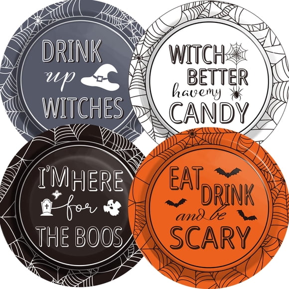 Platos de papel desechables Wiooffen Halloween, 7 pulgadas, 48 unidades