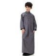 thumbnail image 5 of Nrmvnmi Muslim Robe for Boys Long Sleeve Turndown Neck Saudi Arab Kaftan Islamic Button Dubai Robes With Pockets, 5 of 9
