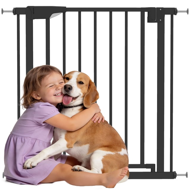 PawHut 30"-32" Baby Gate, Pet Gate with Auto-Close, Black