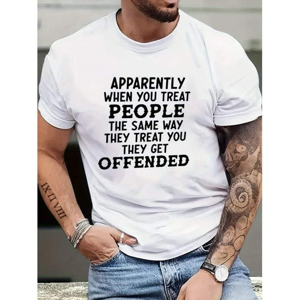 Funny Quotes Print Men's Round Neck Short Sleeve Tee Fashion Regular Fit T-Shirt Top For Spring Summer Holiday