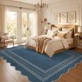 thumbnail image 4 of Nanan 5'x7' Scalloped Jute Area Rug Natural Solid Rug, Farmhouse Washable Rug Non-Slip Indoor Carpet for Living Room Bedroom Home Office, Blue, 4 of 9
