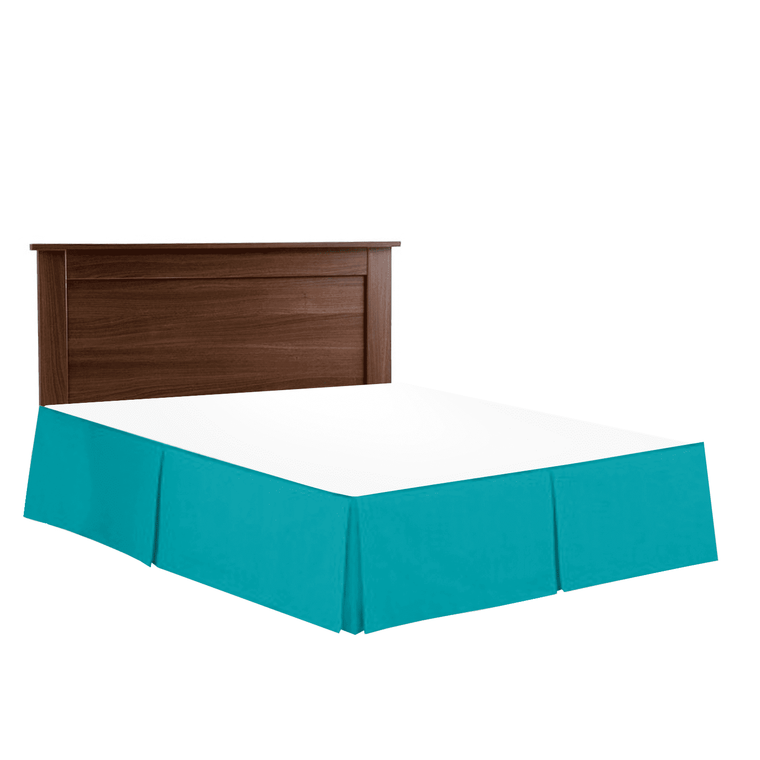 14" Tailored Pleated Bed Skirt Dust Ruffle, Queen, Teal, by Clara Clark