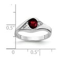 thumbnail image 2 of Solid 14k White Gold 6x4mm Oval Garnet January Red Gemstone Checker Diamond Engagement Ring Size 6.5 (.058 cttw.), 2 of 3
