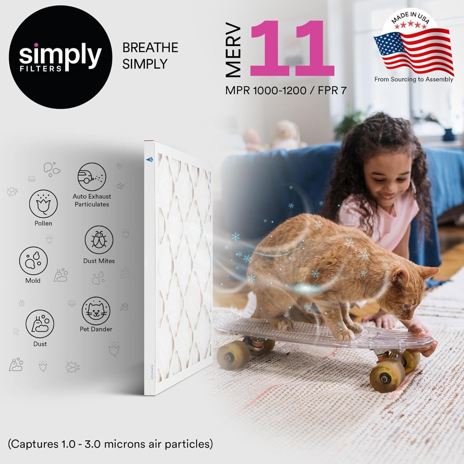 Simply Filters 20x25x4 MERV 11, MPR 1000, AC Furnace HVAC Air Filter (12 Pack)