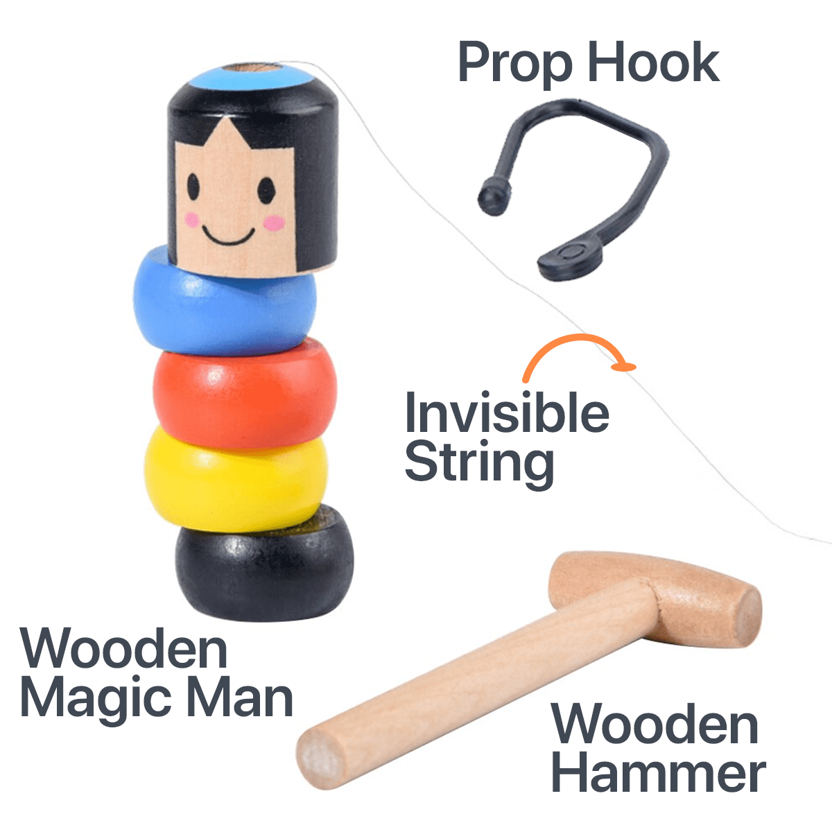 Adult and So On Reliable Lotuny Wooden Man Magic Toy,Fun and Unique Magic with Traditional Japanese Toys for Children
