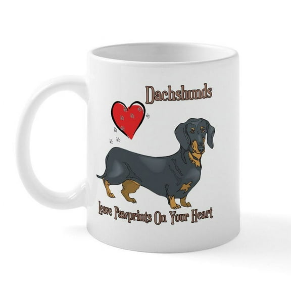 CafePress - Dachshunds Leave Paw Prints Mug - 11 oz Ceramic Mug - Novelty Coffee Tea Cup