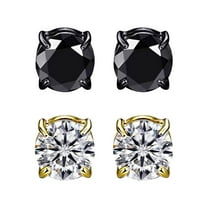 8MM Magnetic Ear Clips, No-Piercing Zircon Studs, Unisex Earrings (2 Pairs)
