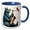 Blue/White, variant on 3drose, Funny Cool Bear Playing Saxophone Jazz Music and Cardinal Abstract, 15oz Mug