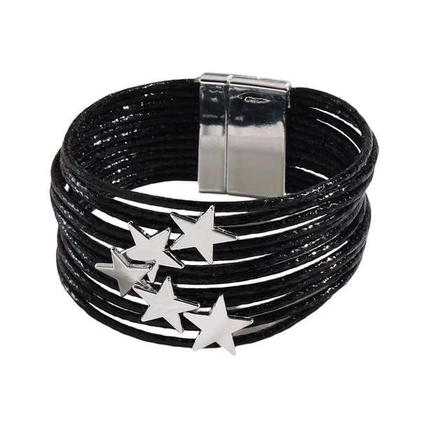 Pulsera tipo brazalete para niña, pulsera apilable, artículos para fiestas, multifuncional . Negro