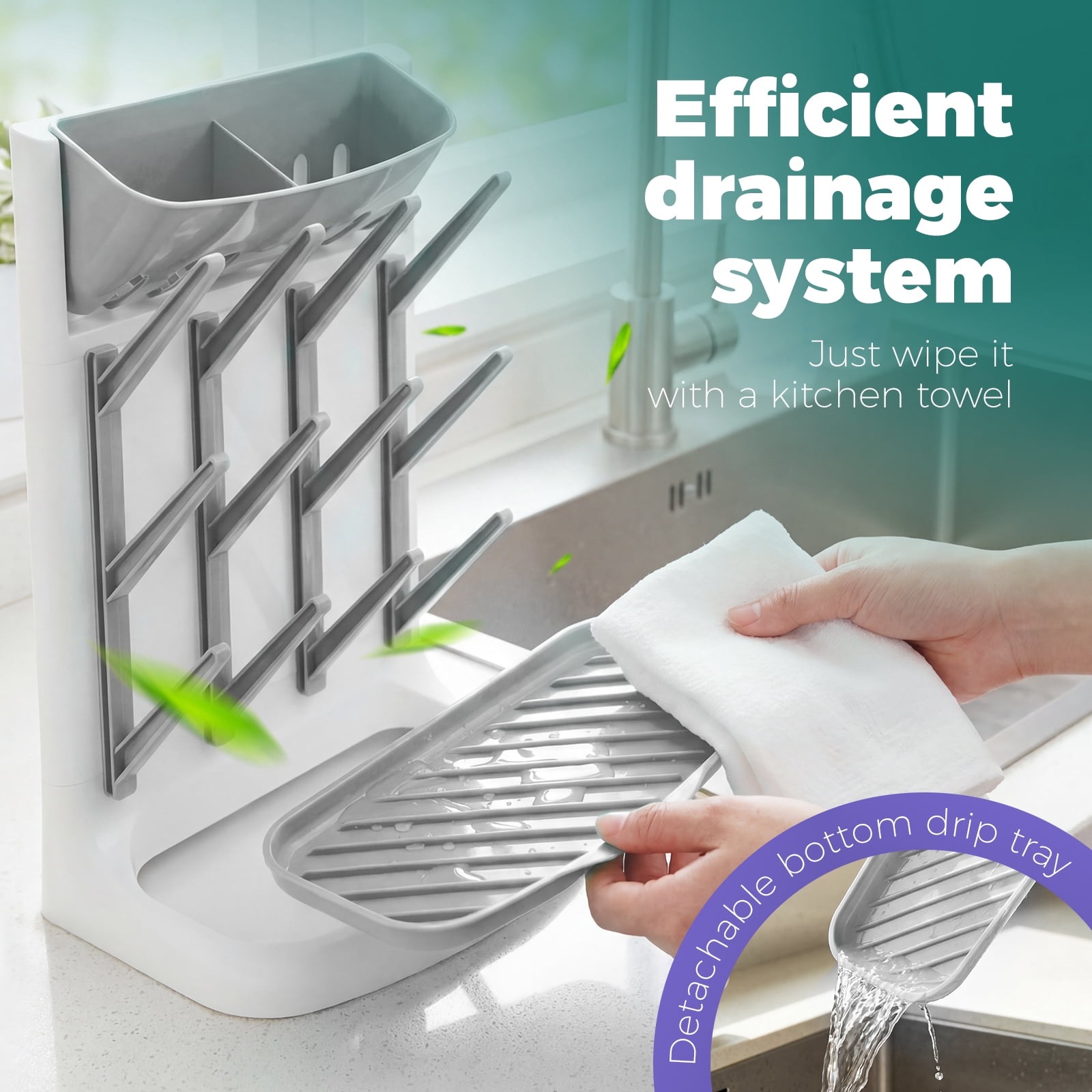 Threns Baby Bottle Drying Rack with 12 Hooks,Space Saving Kitchen Bottles Rack Dryer,Vertical Baby Bottle Holder Organizer for Countertop Storage Accessories