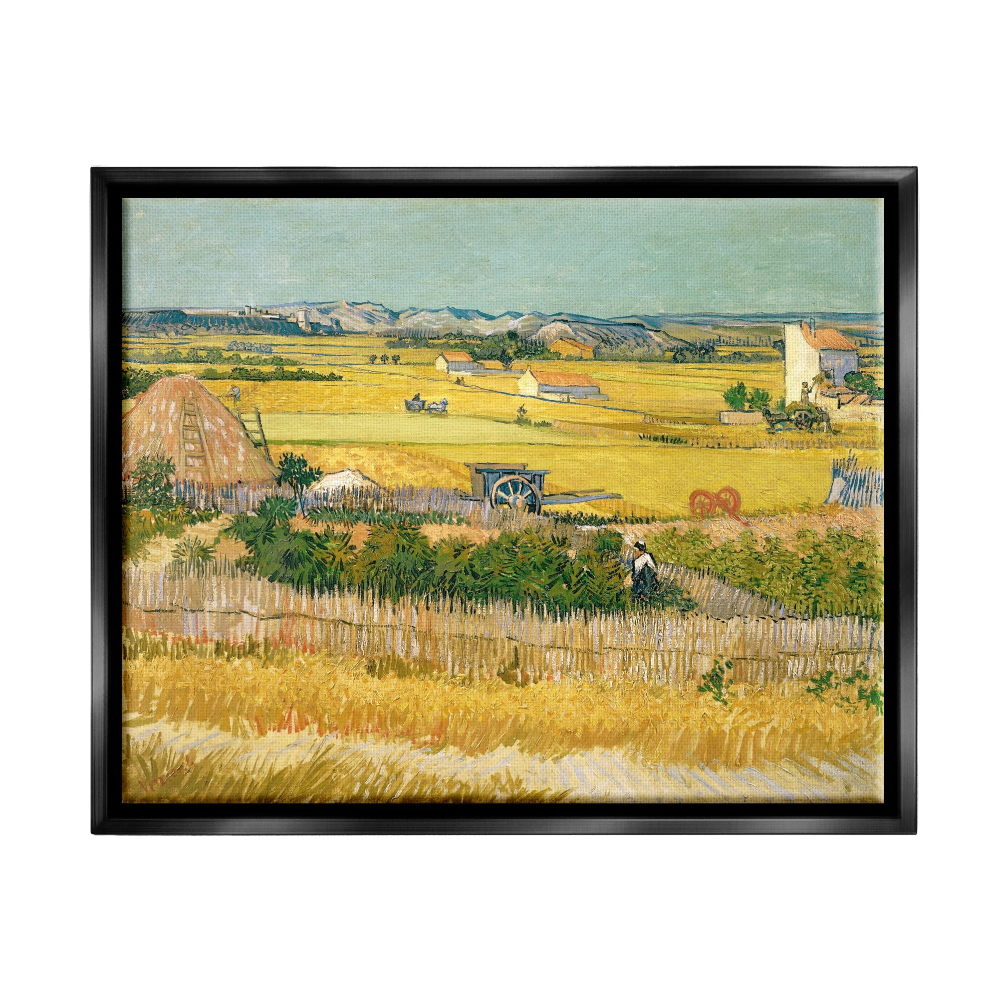 Stupell Industries The Harvest Vincent van Gogh Classic Painting Painting Jet Black Floating Framed Canvas Print Wall Art, Design by one1000paintings