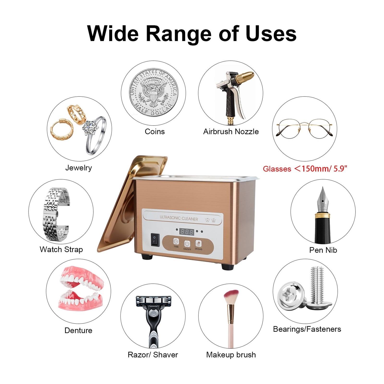 800ml Ultrasonic Cleaner 40kH Glasses Cleaner Ultra Cleaner Jewelry Cleaner Ultrasonic Cleaning Machine