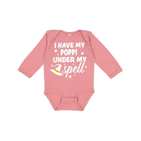 

Inktastic I Have My Poppi Under My Spell with Cute Witch Hat Gift Baby Boy or Baby Girl Long Sleeve Bodysuit