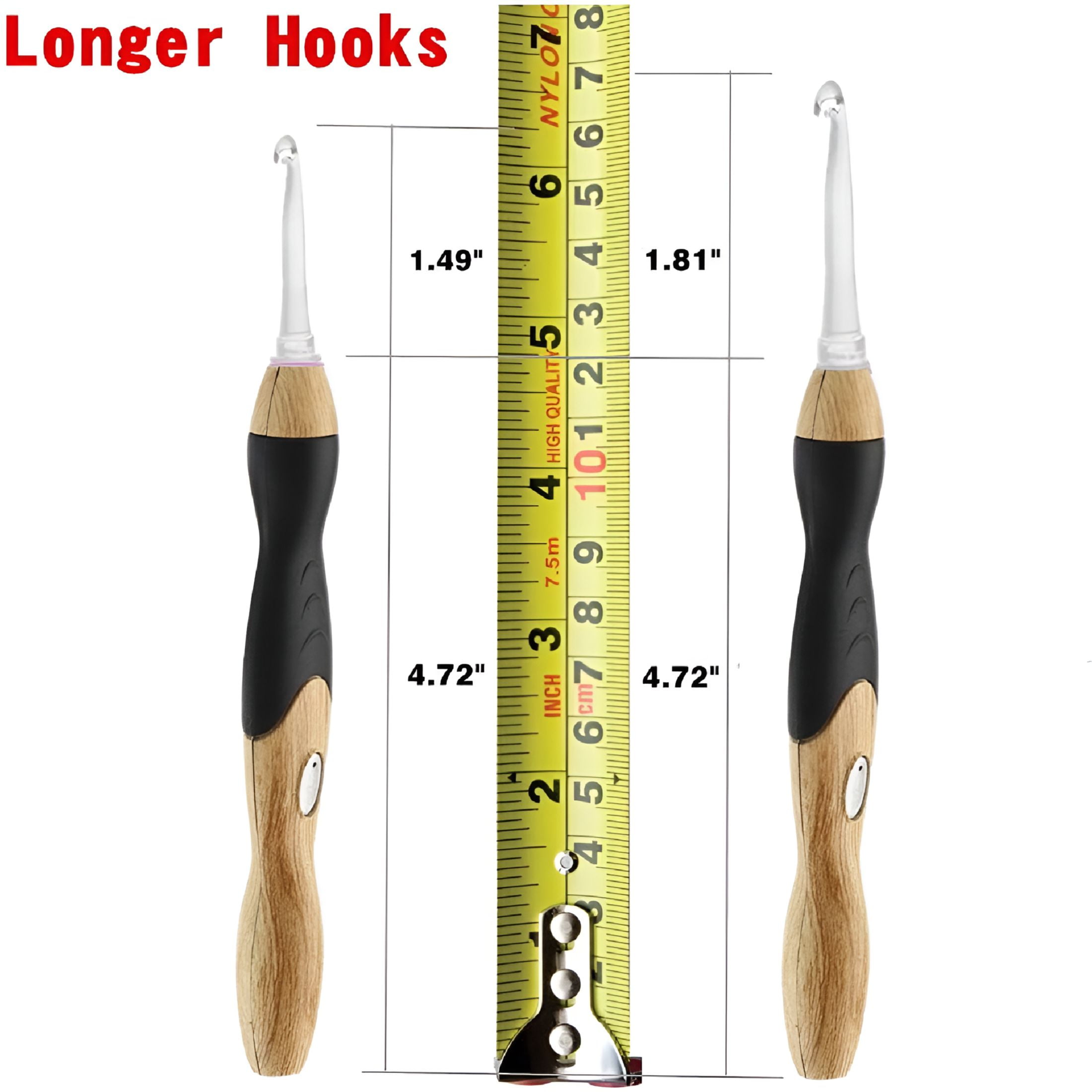 TUWAFE 2026 New 17 Sizes Lighted Crochet Hooks Set 2.5Mm~14.0Mm,Rechargeable Crochet Hook with Interchangeable Crochet Head for Crochet, Knitting, Diy Projects, Crafting, Low-Light Stitching.