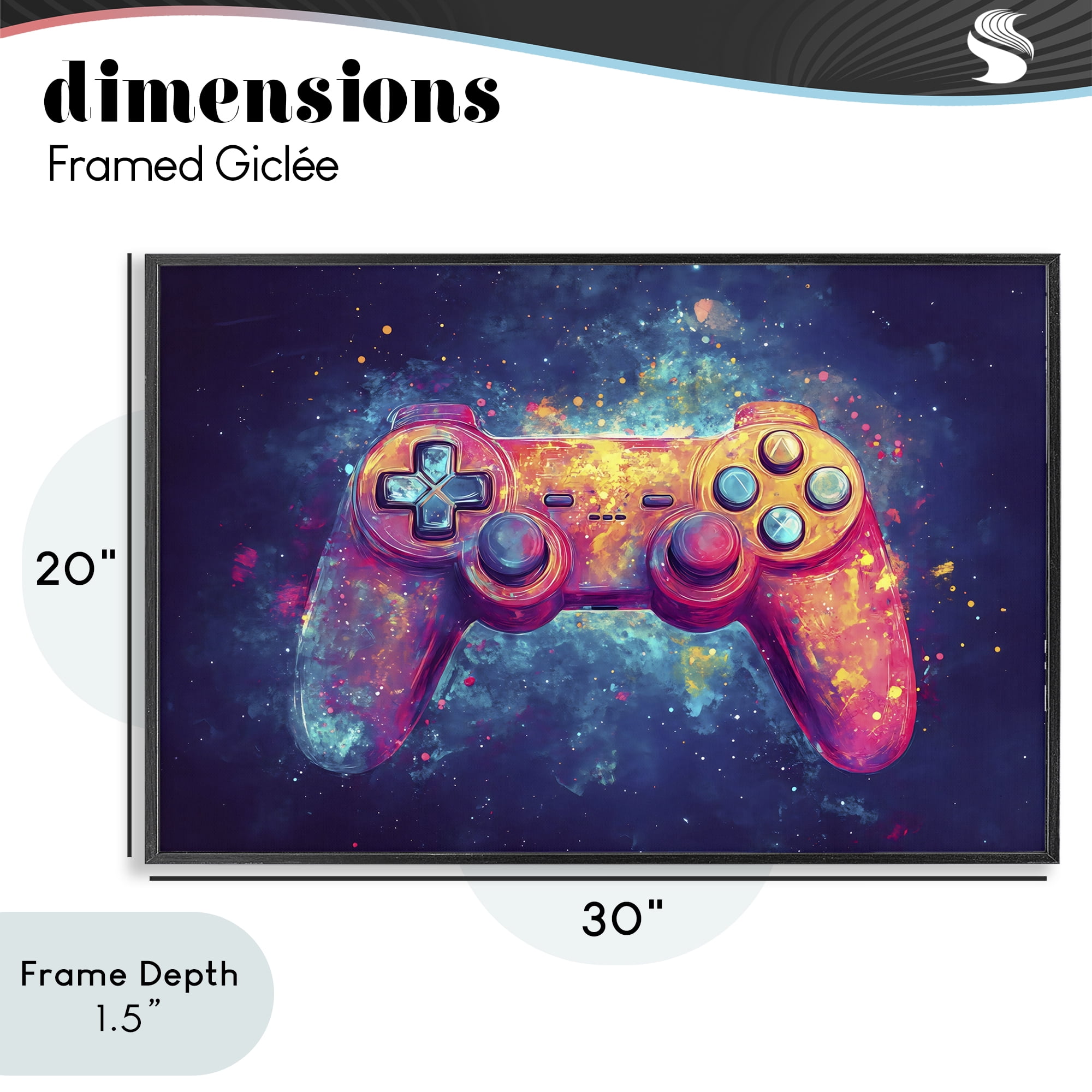 Stupell Industries Futuristic Cosmic Game Controller Black Framed Giclee Art, design by Creative Studio