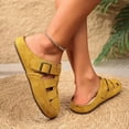 thumbnail image 4 of Rokment Womens Closed Toe Gladiator Clogs Suede Buckles Comfortable Backless Slip on Walking Flat Sandals for Boho Beach Summer 2026 Yellow Size 6, 4 of 7