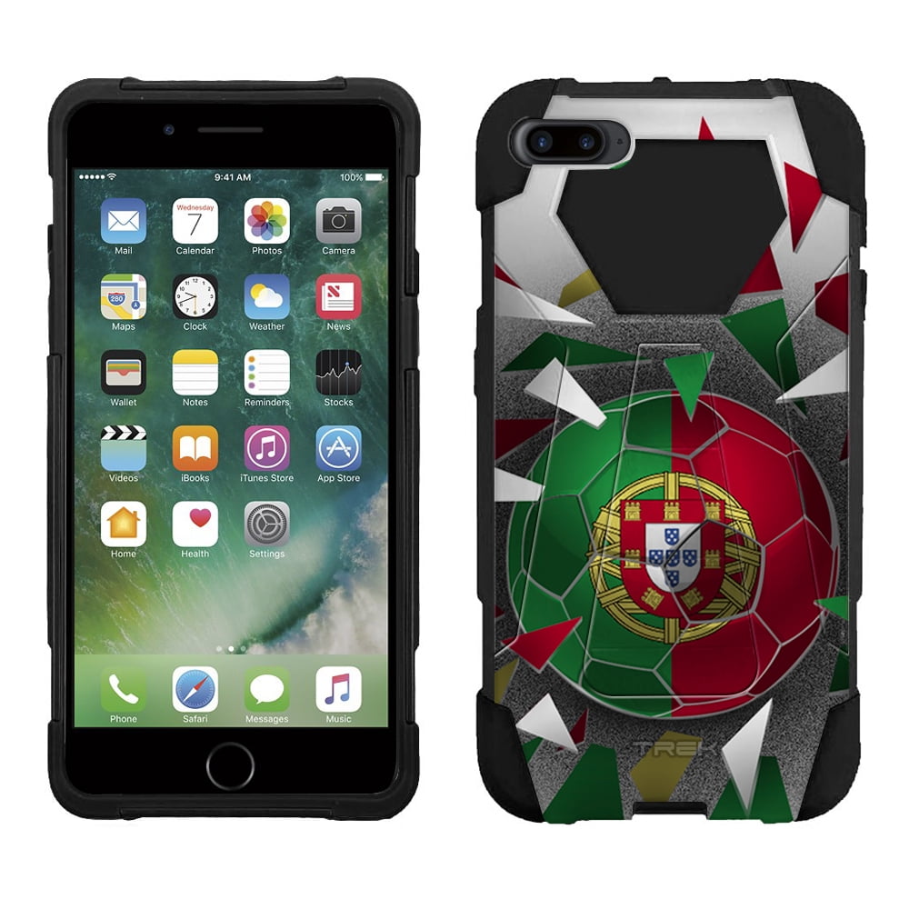 Apple iPhone 7 Plus Hybrid Stand Case Soccer Ball Portugal Flag by Trek Media Group