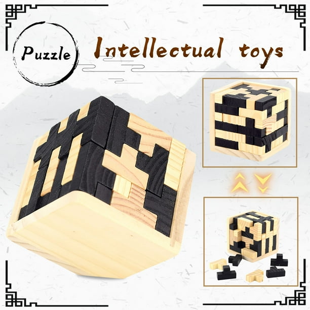 Snorda Wooden 3D Wooden Brain Teaser Game 3D Puzzle for Kids Adults ...
