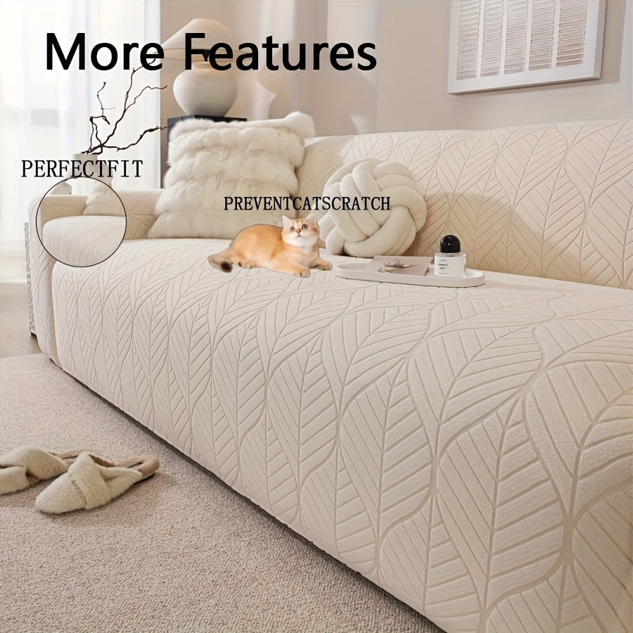 1PC Luxurious Jacquard Stretch Sofa Slipcover, Pet-Friendly Hairproof & Anti-Slip, All-Season Furniture Cover for Couch, Loveseat, Armchair, Sectional, Easy to Install & Wash