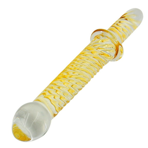 Yellow Stripe Crystal Glass Body Massager Personal Massage Wand