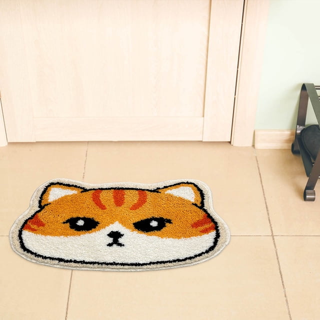 Cute Faux Fur Bathroom Rug High Water Absorption Fast Drying Stain Resistant No Shedding Shock Absorbent Non Slip Backing Soft Floor Mat for Bathroom Kitchen Bedroom Bedside Entryway Home Daily Use