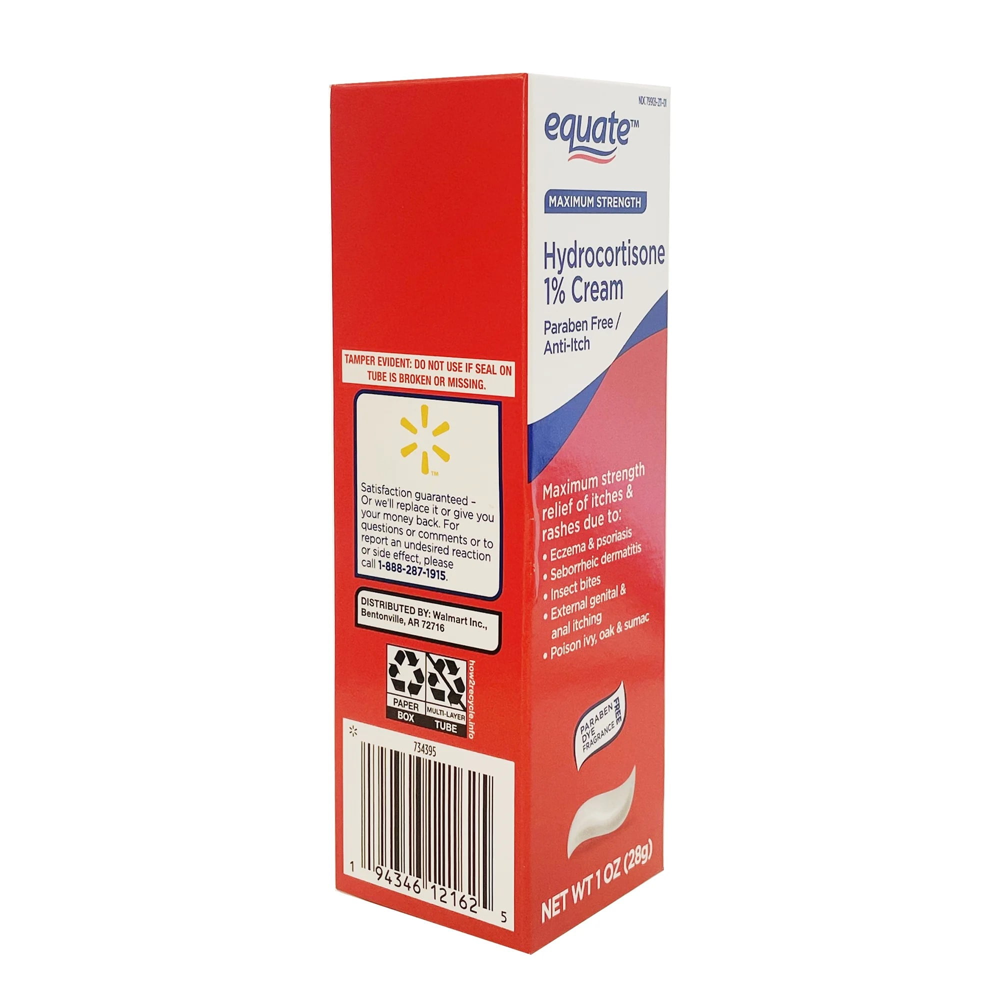 (3 pack) Equate Maximum Strength Anti Itch Hydrocortisone Cream, Paraben Free, 1 oz
