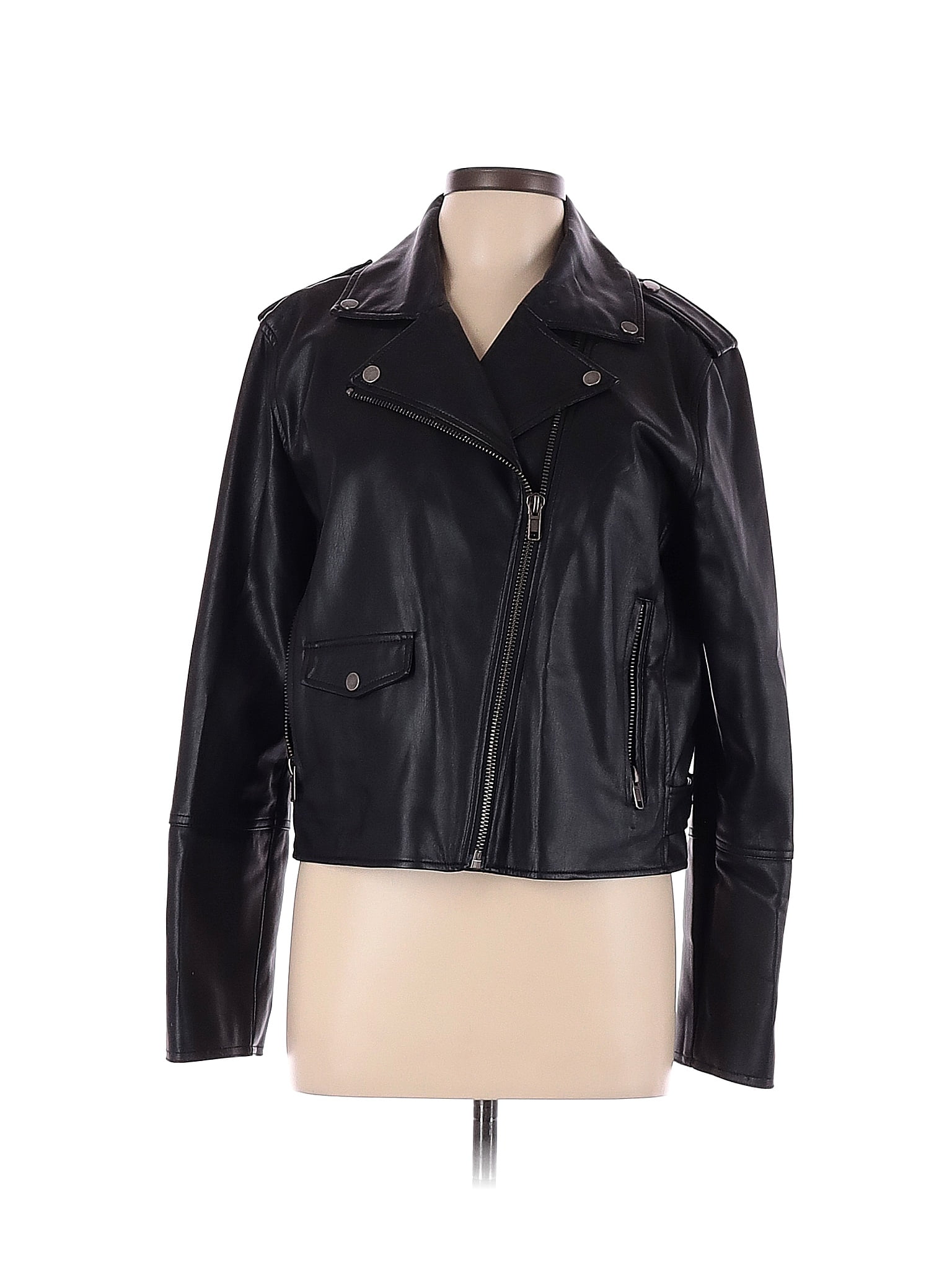 Pre-Owned Monki Womens Size L Faux Leather Jacket Mozambique Ubuy