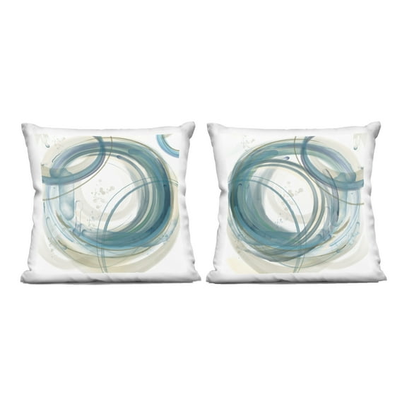 Stupell Industries Teal Circular Rings 2 Piece Decorative Printed Throw Pillow Set, design by Nan