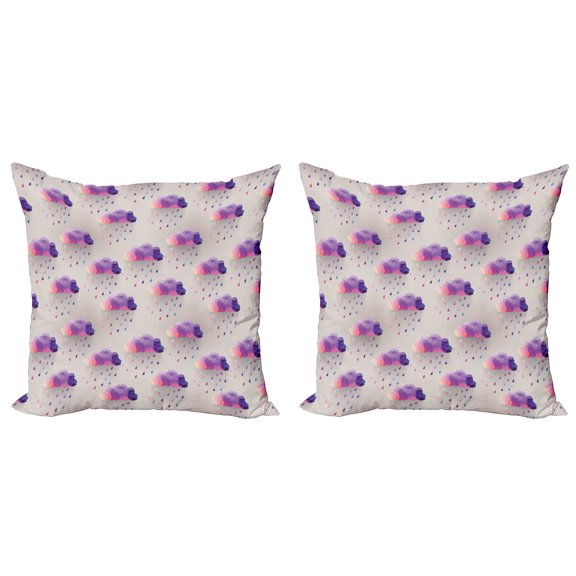 Ambesonne Retro Throw Pillow Cover 2 Pack, Geometric Mosaic Dots, 24", Purple Grey Pink