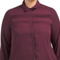 thumbnail image 3 of Nanette Lepore Women's Plus Pintuck Detail Blouse Button Front Shirt-Red / 1X, 3 of 4