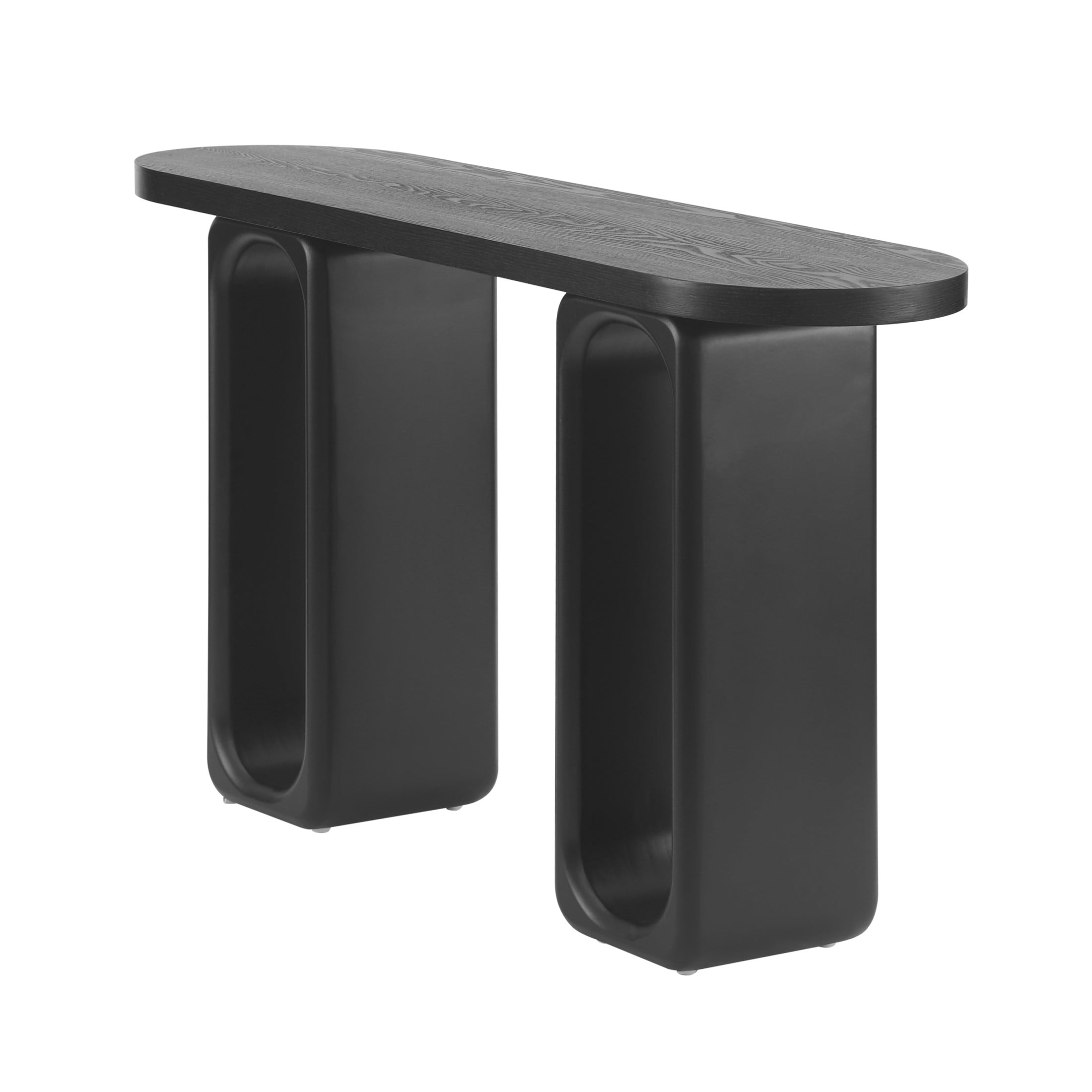 Christopher Knight Home 50" Modern Console Table with Oval Cutout Legs, Thick Rounded Tabletop, Black