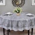 thumbnail image 3 of 180cm Round PVC Oilcloth Tablecloth, with Floral and Lace Pattern, Waterproof Stain Resistant Round Tablecloth Table Cover for Dining Room, Garden, Cafe, Party, 3 of 5