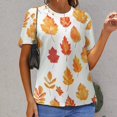 thumbnail image 6 of Autumn Harvest Maple Leaves Thanksgiving T Shirts Basic T-Shirt Short Sleeve Ladies Tee Shirt Summer Graphic Clothing, 6 of 6