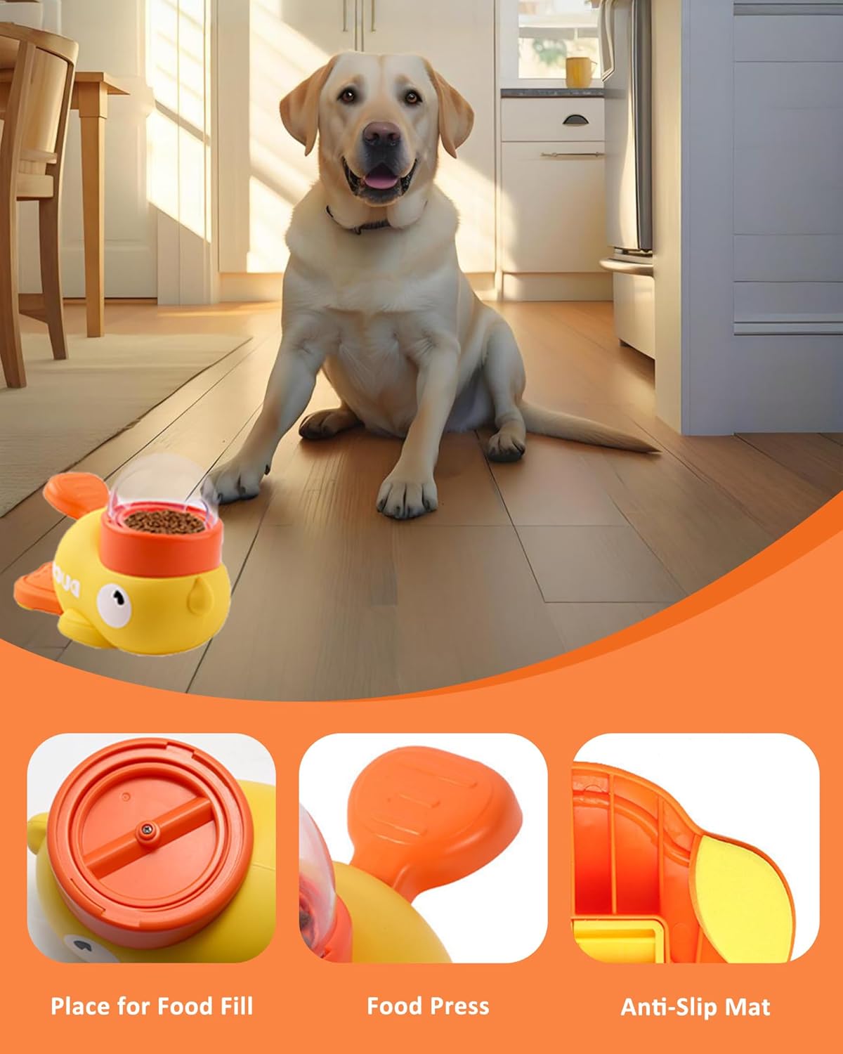 Dog Feeder Puzzle Toy Duck, Interactive Treat Dispenser and Slow Feeder Designed to Mentally Stimulate Your Dog and Encourage Slower, Healthier Eating Habits