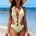 thumbnail image 2 of gakvbuo One Piece Sling Bikini High-Cut Swimsuit Thong Bathing Swimwear Women Solid Backless Bikini Bandage Two-Pieces Swimwear Swimsuit Beachwear Set, 2 of 7