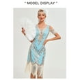 thumbnail image 3 of 1920s Vintage Dress Summer Fringe Beaded Great Gatsby Flapper Evening Dress Party Cocktail Prom,XXL,Blue, 3 of 10