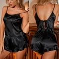 thumbnail image 2 of Wioihee Women's Silk Cami Pajama Set Cowl Neck Tank Top Shorts Satin Pjs Lace Trim Camisole Sleepwear Black S(S), 2 of 9